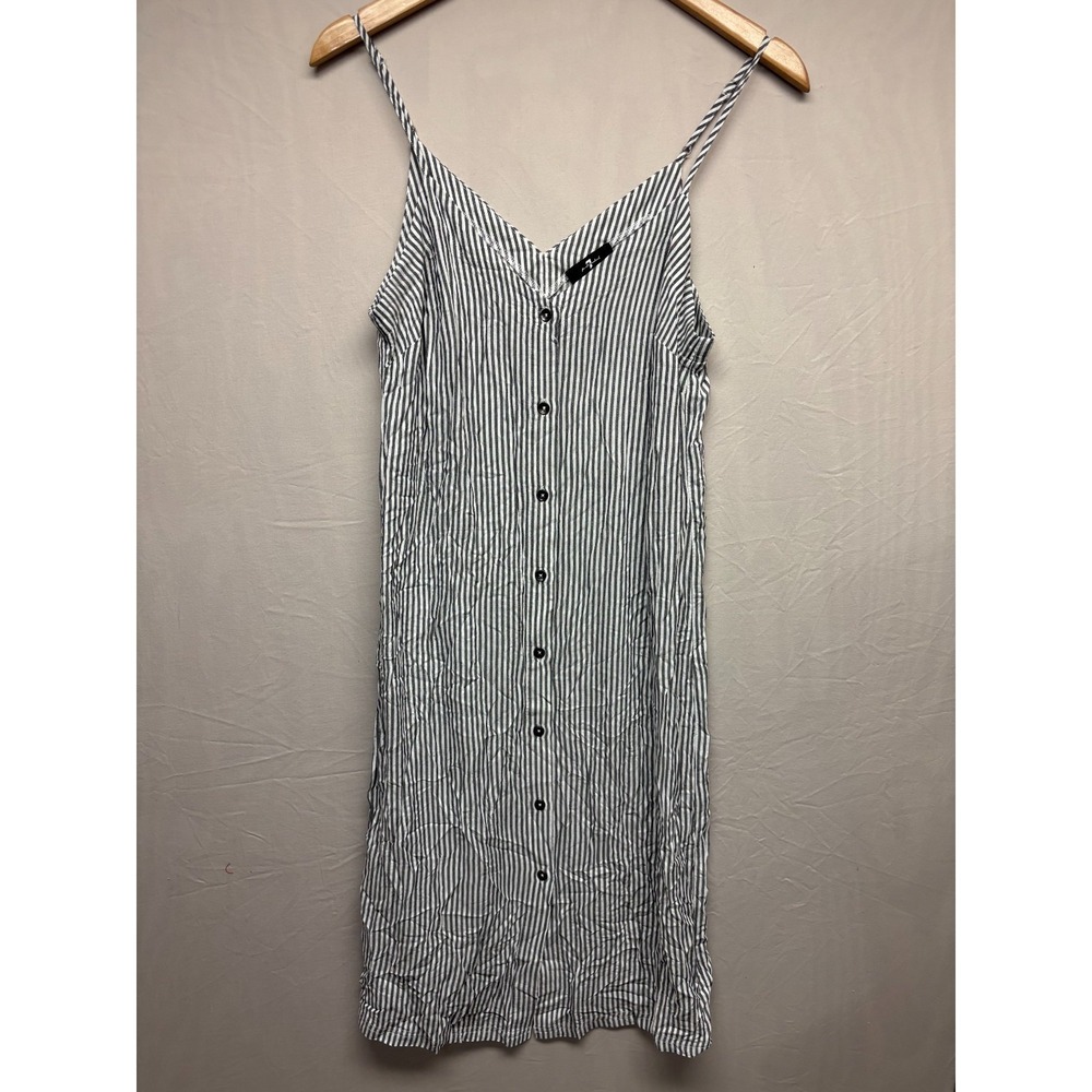 7 For All Mankind Button Down Cami Dress Womens Blue White Striped XS NWT